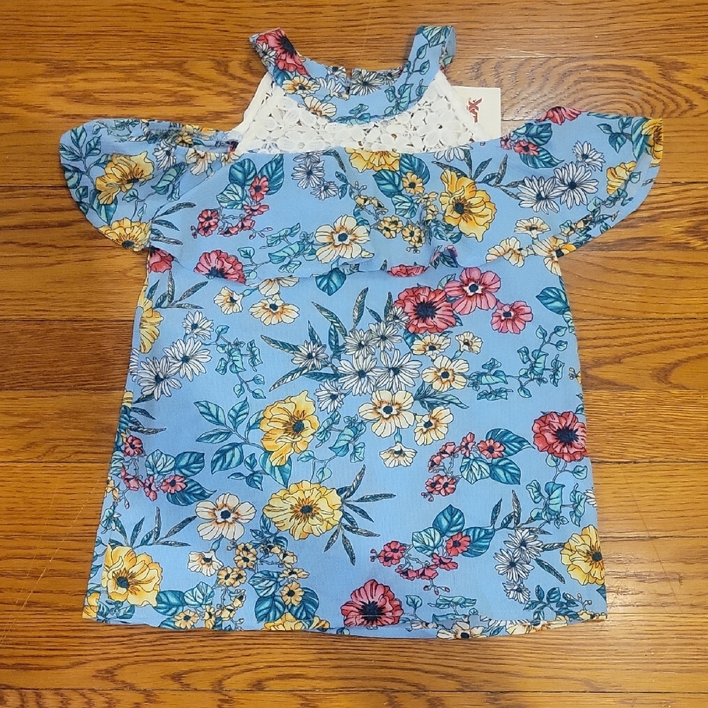 Monteau Blue Floral Kids Blouse